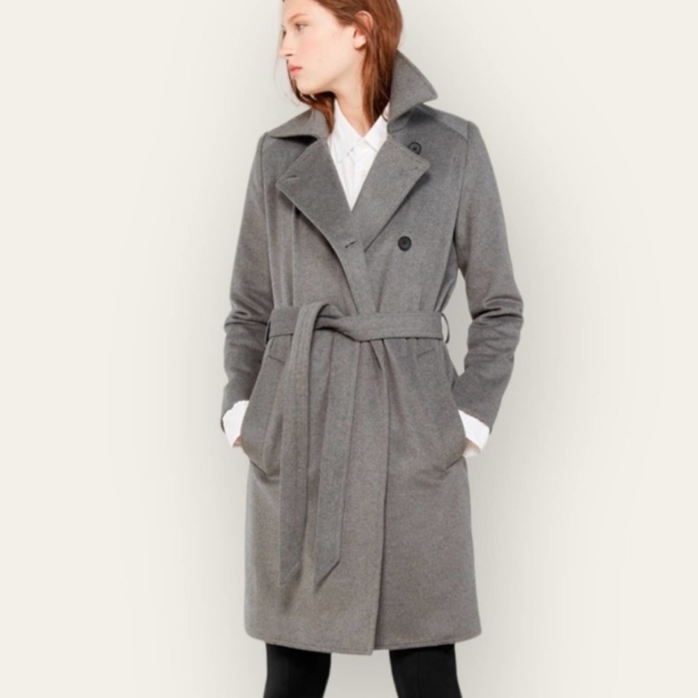 Everlane women’s wool cashmere blend winter trench pea coat gray size medium